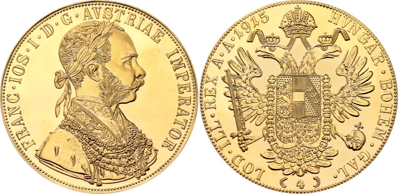 Austria 4 Dukat 1915 Restrike

KM# 2276, N# 15156; Gold (.986) 13.96 g., Proof...