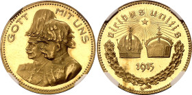 Austria Commemorative Gold Medal "Wilhelm II & Franz Joseph" 1915 NGC MS64