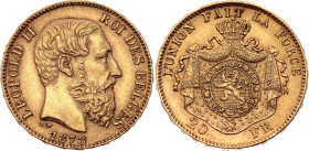 Belgium 20 Francs 1878