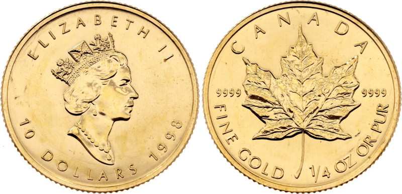 Canada 10 Dollars 1998

KM# 189, N# 268122; Gold (.999) 7.78 g.; Elizabeth II;...