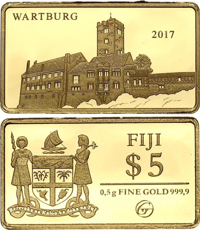 Fiji 5 Dollars 2017 

Gold (.999) 0.5 g., 9x16 mm,, Proof; Wartburg