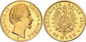 Germany - Empire Bavaria 20 Mark 1874 D Collectors Copy