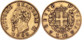 Italy 10 Lire 1863 TBN