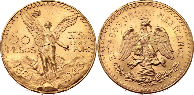 Mexico 50 Pesos 1945

KM# 481, N# 15038; Gold (.900) 41.67 g.; "Centenario"; 1...
