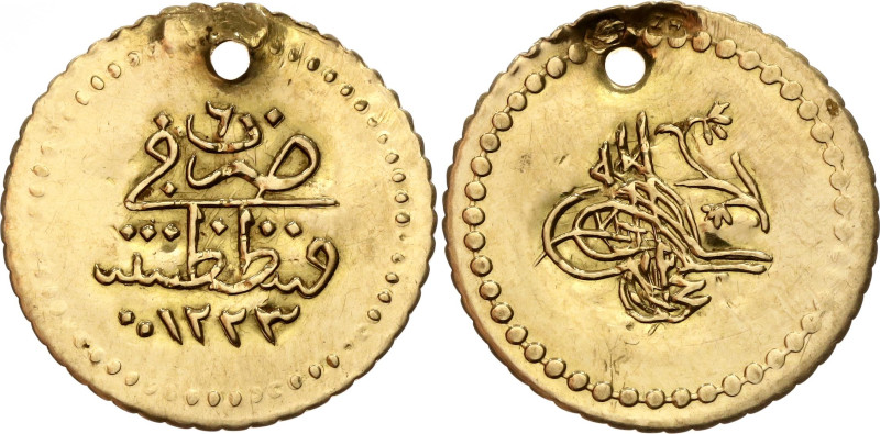 Ottoman Empire 1/4 Zeri Mahbub 1813 AH 1223//6 

KM# 608, N# 98939; Gold (.917...