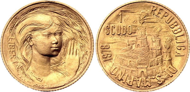 San Marino 1 Scudo 1978 

KM# 86, N# 93721; Gold (.917) 3 g., 16 mm.; Freedom;...