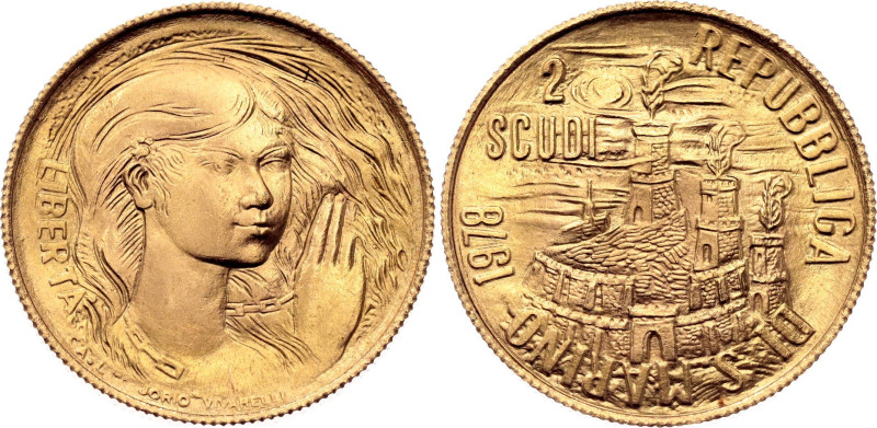 San Marino 2 Scudi 1978 

KM# 87, N# 94752; Gold (.917) 6 g., 21 mm.; Freedom;...