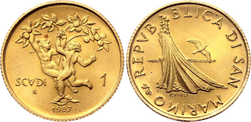 San Marino 1 Scudo 1987 R 

KM# 211, N# 93730; Gold (.917) 3.39 g., 16 mm.; Eu...