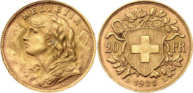Switzerland 20 Francs 1935 (1945-1947) LB Restrike