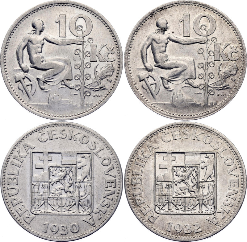 Czechoslovakia 2 x 10 Korun 1930 - 1932

KM# 15, N# 7797; Silver; Kremnitz Min...