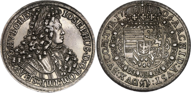 Austria 1 Taler 1706

KM# 1438.1, Dav. 1018, N# 33490; Silver; Joseph I; Hall ...