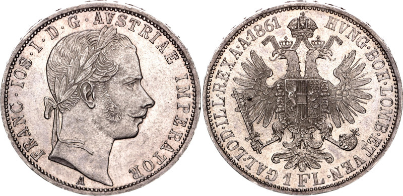 Austria 1 Florin 1861 A

KM# 2219, N# 7004; Silver; Franz Joseph I; UNC with m...