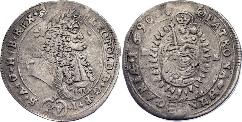 Hungary 15 Krajczar 1690 KB

KM# 208, N# 37822; Silver; Leopold I; Kremnitz Mi...