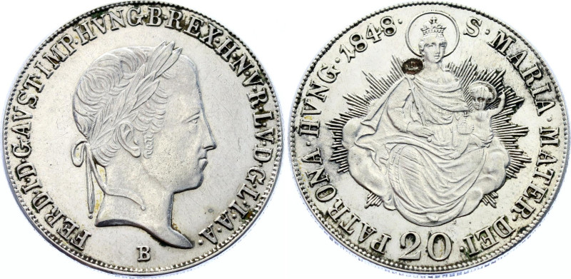 Hungary 20 Krajczar 1848 B 

KM# 422, ÉH# 1419, N# 18828; Silver; Ferdinand I;...