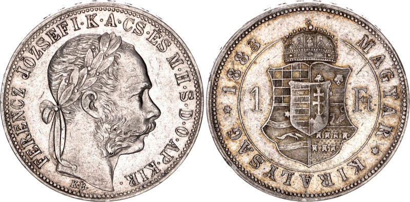 Hungary 1 Forint 1883 KB

KM# 469, ÉH# 1466, N# 26846; Silver; Franz Joseph I;...