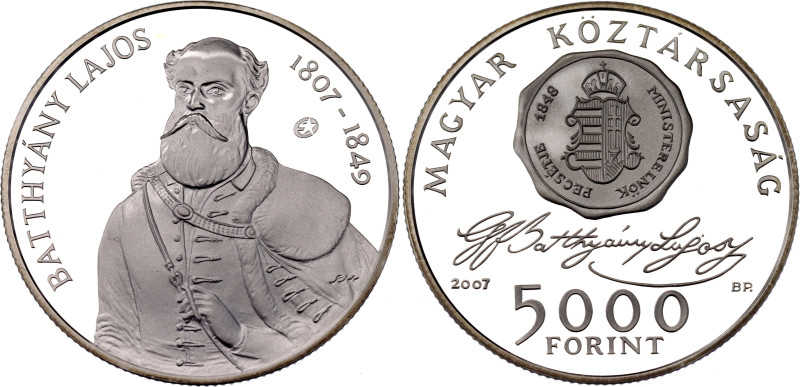 Hungary 5000 Forint 2007 BP

KM# 799, N# 30927; Silver., Proof; 200th Annivers...