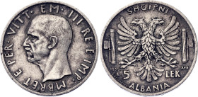 Albania 5 Lek 1939 R Italian Occupation - WW II