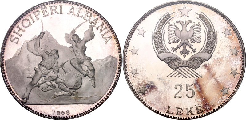 Albania 25 Leke 1968 PCGS PR64 DCAM

KM# 52.1, N# 33928; Silver., Proof; 500th...