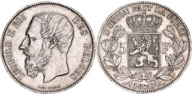 Belgium 5 Francs 1870