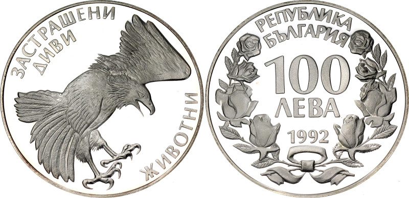 Bulgaria 100 Leva 1992 

KM# 226, N# 60961; Silver., Proof; Endangered Wild An...