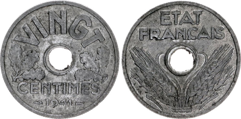 France 20 Centimes 1941

KM# 899, Gad# 320, N# 888; Zinc; AUNC/UNC