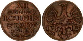 German States Aachen 12 Heller 1791