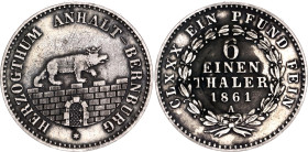 German States Anhalt-Bernburg 1/6 Taler 1861 A Flan Defect Error