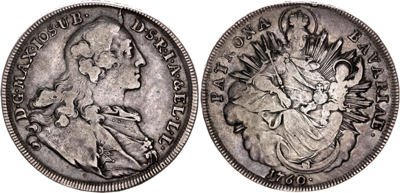 German States Bavaria 1 Conventionsthaler 1760 

KM# 519.1, N# 14906; Silver; ...
