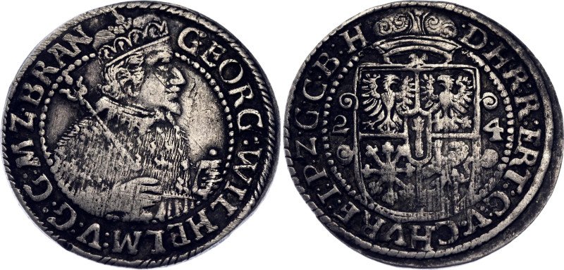 German States Brandenburg 1 Ort / 1/4 Taler 1624

KM# 86.9; Silver; Georg Wilh...