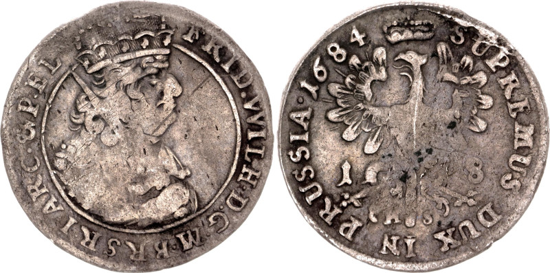 German States Brandenburg 18 Groschen 1684 HS 

KM# 468, N# 39787; Silver; Fri...