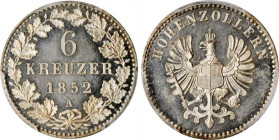 German States Hohenzollern-Prussia 6 Kreuzer 1852 A PROOF PCGS PR64CAM