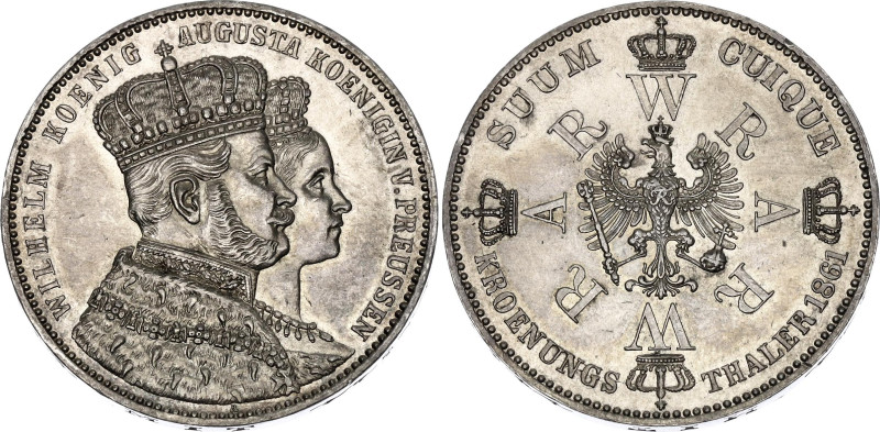 German States Prussia 1 Taler 1861 A 

KM# 488, N# 16991; Silver; Coronation o...