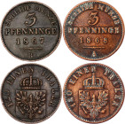 German States Prussia 2 x 3 Pfenninge 1867 - 1868
