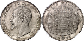 German States Saxe-Meiningen 2 Gulden 1854 NGC MS63