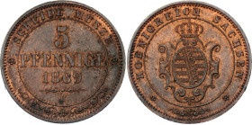 German States Saxony-Albertine 5 Pfennige 1869 B