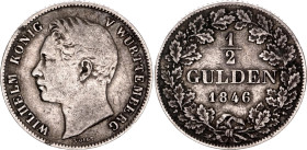 German States Wurttemberg 1/2 Gulden 1846
