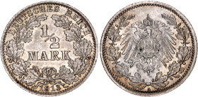 Germany - Empire 1/2 Mark 1913 A