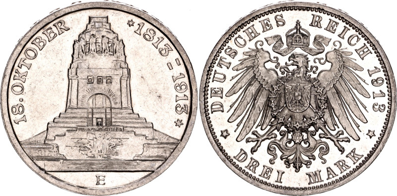 Germany - Empire Saxony-Albertine 3 Mark 1913 E 

KM# 1275, N# 13478; Silver, ...