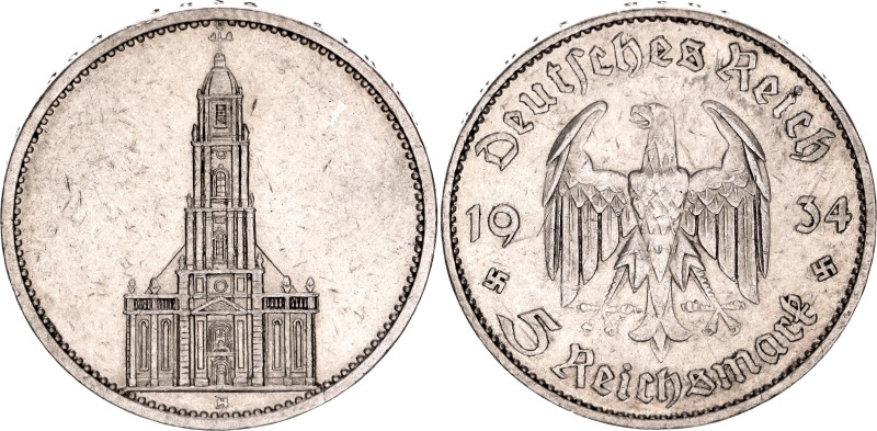 Germany - Third Reich 5 Reichsmark 1934 A 

KM# 83, N# 4690; Silver; The First...