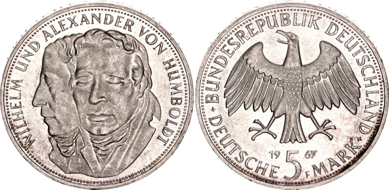 Germany - FRG 5 Deutsche Mark 1967 F 

KM# 120, N# 10080; Silver; Wilhelm and ...