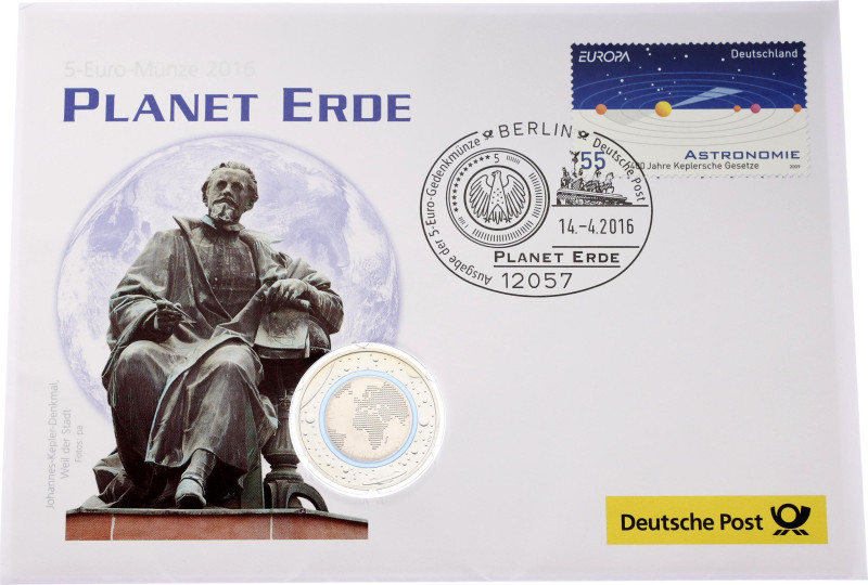 Germany - FRG 5 Euro 2016 F

KM# 348, J# 607, N# 82985; Trimetallic; Climate Z...