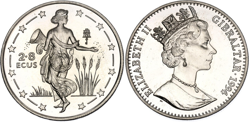 Gibraltar 2.8 Ecus 1994 PM

KM# 1022, N# 43908; Copper-nickel., Proof; Elizabe...