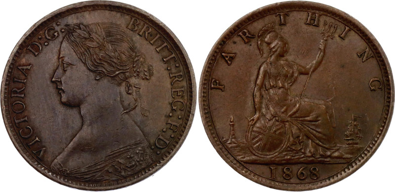 Great Britain 1 Farthing 1868 Rare Overstrike

KM# 747, N# 5500; Victoria; Kra...