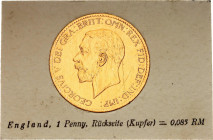 Great Britain 1 Penny 1911 - 1926 (ND) Foil Coin Card