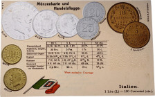 Italy Post Card "Coins of Italy" 1904 - 1912 (ND)