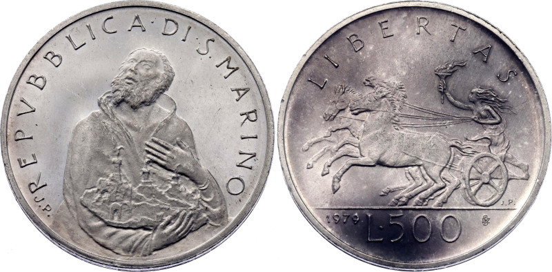 San Marino 500 Lire 1979 IPZS

KM# 97, N# 13708; Silver; Rome Mint; UNC