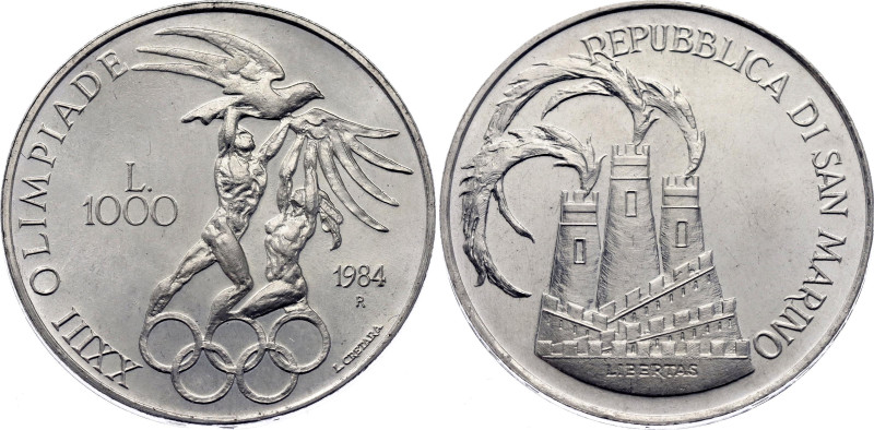 San Marino 1000 Lire 1984 R

KM# 169, N# 27076; Silver; 1984 Summer Olympics, ...