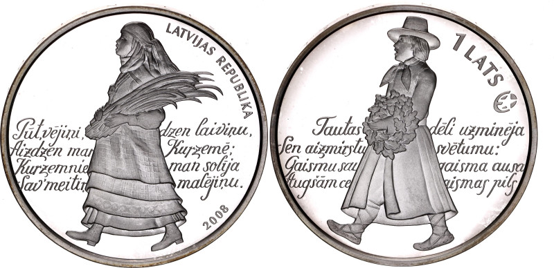 Latvia 1 Lats 2008 

KM# 93a, N# 51625; Silver, Proof; Song Festival; Mintage:...