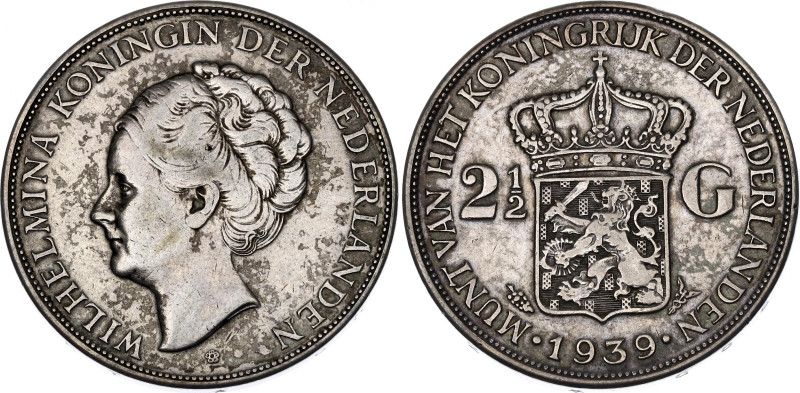 Netherlands 2-1/2 Gulden 1939 

KM# 165, N# 6551; Silver; Wilhelmina; XF