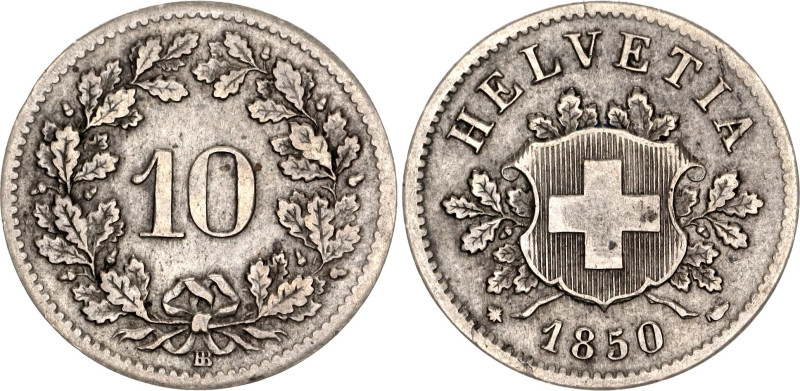 Switzerland 10 Rappen 1850 BB 

KM# 6, N# 172; Silver; Strasbourg Mint; XF